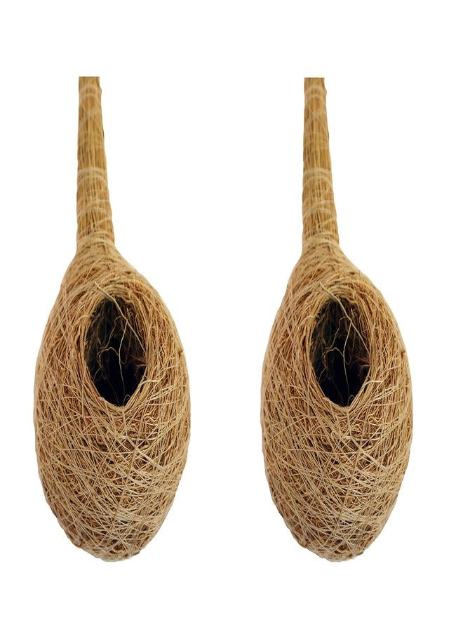 USIRA Safest Round Organic Bird nest Purely Handmade Sparrow/Small Birds,Natural Vetiver Root Bird Nest with 1 Artificial Bird Combo Pack of 2 - Image 1